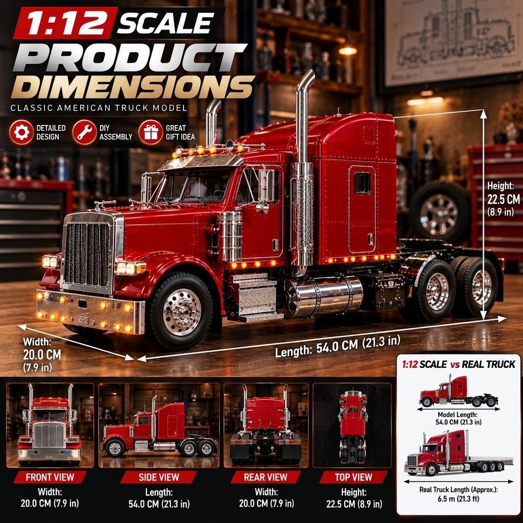 🔥LAST DAY 49%🚛 Candy Apple Red American Truck Model Kit – Build Your Own Classic Semi Truck